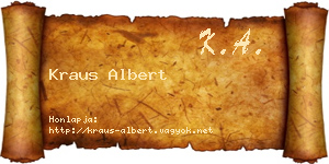 Kraus Albert névjegykártya